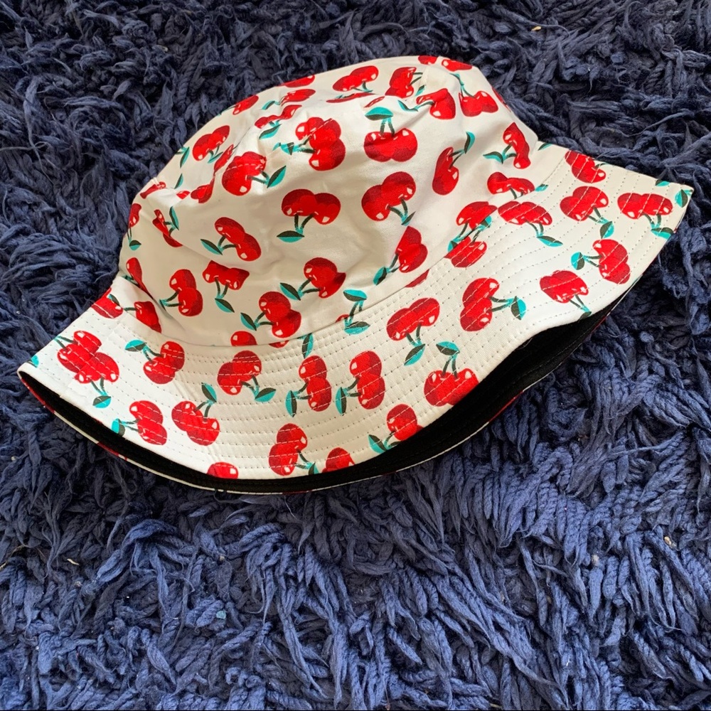 Cherry bucket hat.